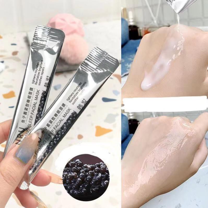 Mặt nạ ngủ HANRU nội địa Trung TRỨNG CÁ ĐEN dưỡng ẩm thu nhỏ lỗ chân lông