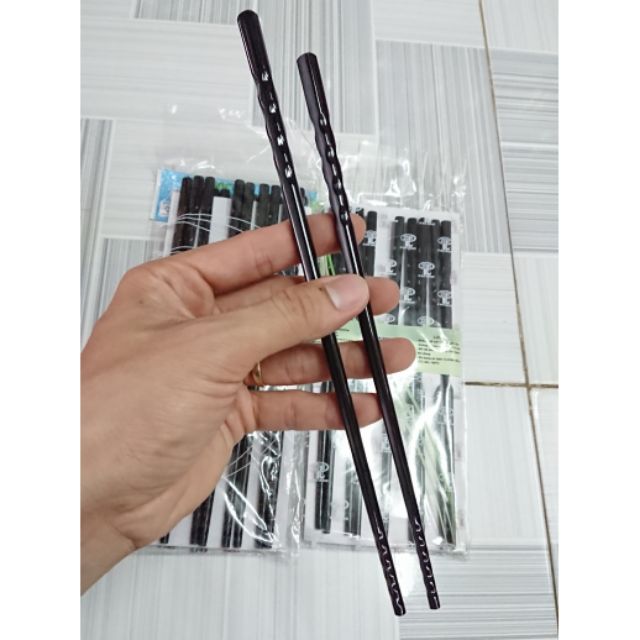 Đũa mica đen xoắn 2 đầu Set 10 đôi