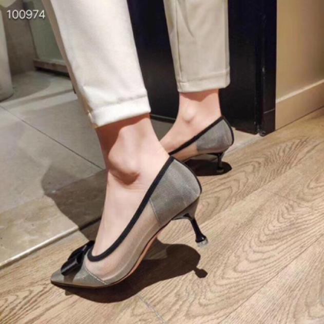 Uy Tín - | Trợ Giá | Giày cao gót nơ lưới gót nhọn fullbox hàng quảng châu cao cấp Hot ₁