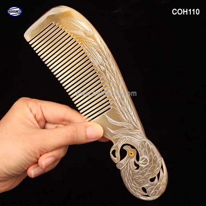 Lược sừng Phượng cuốn đẹp làm quà tặng VIP (Size: XL - 19cm) Chăm sóc tóc - COH110- Horn Comb of HAHANCO