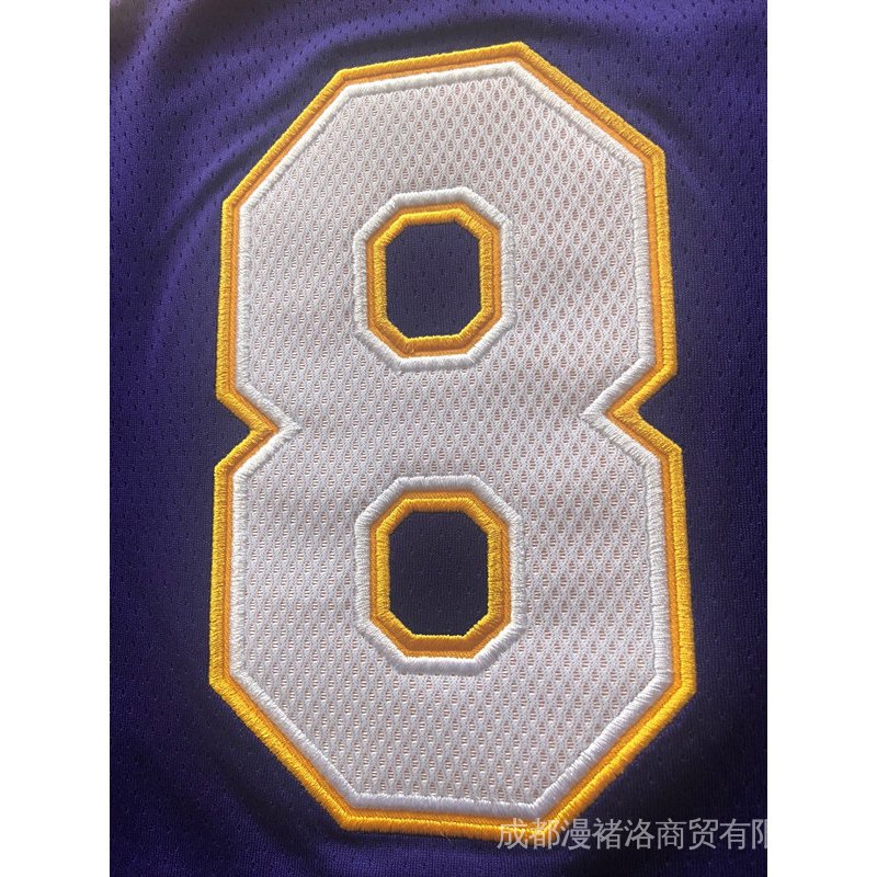 Áo thun bóng rổ số 8# đội tuyển Kobe Bryant Los Angeles Lakers 2000-01 NBA Finals màu tím