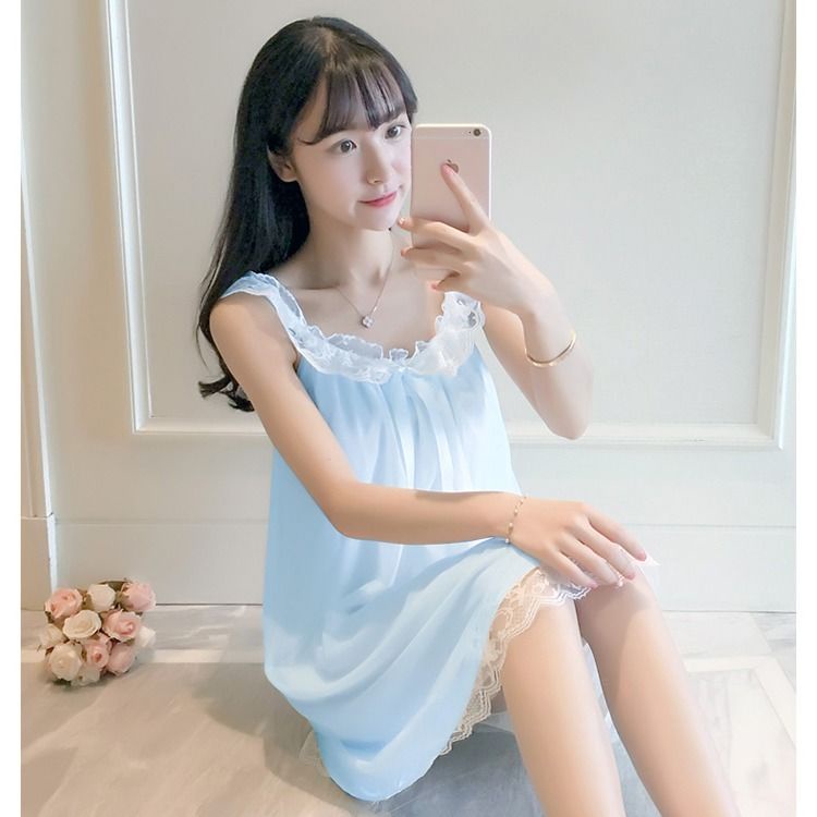 Đồ ngủ Lụa Lạnh Không Tay Phong Cách Hàn Quốc Gợi Cảm Cho Nữ