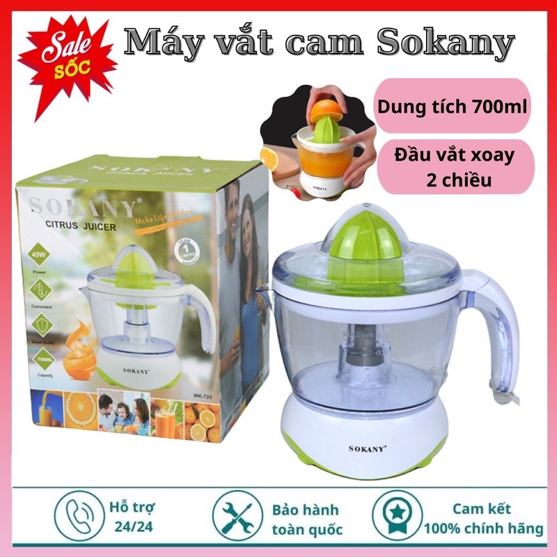 Máy vắt cam SOKANY công nghệ Nhật Bản bền bỉ, tháo lắp & vệ sinh dễ dàng bảo hành 1 năm (đổi trả 1:1 trong 7 ngày đầu)
