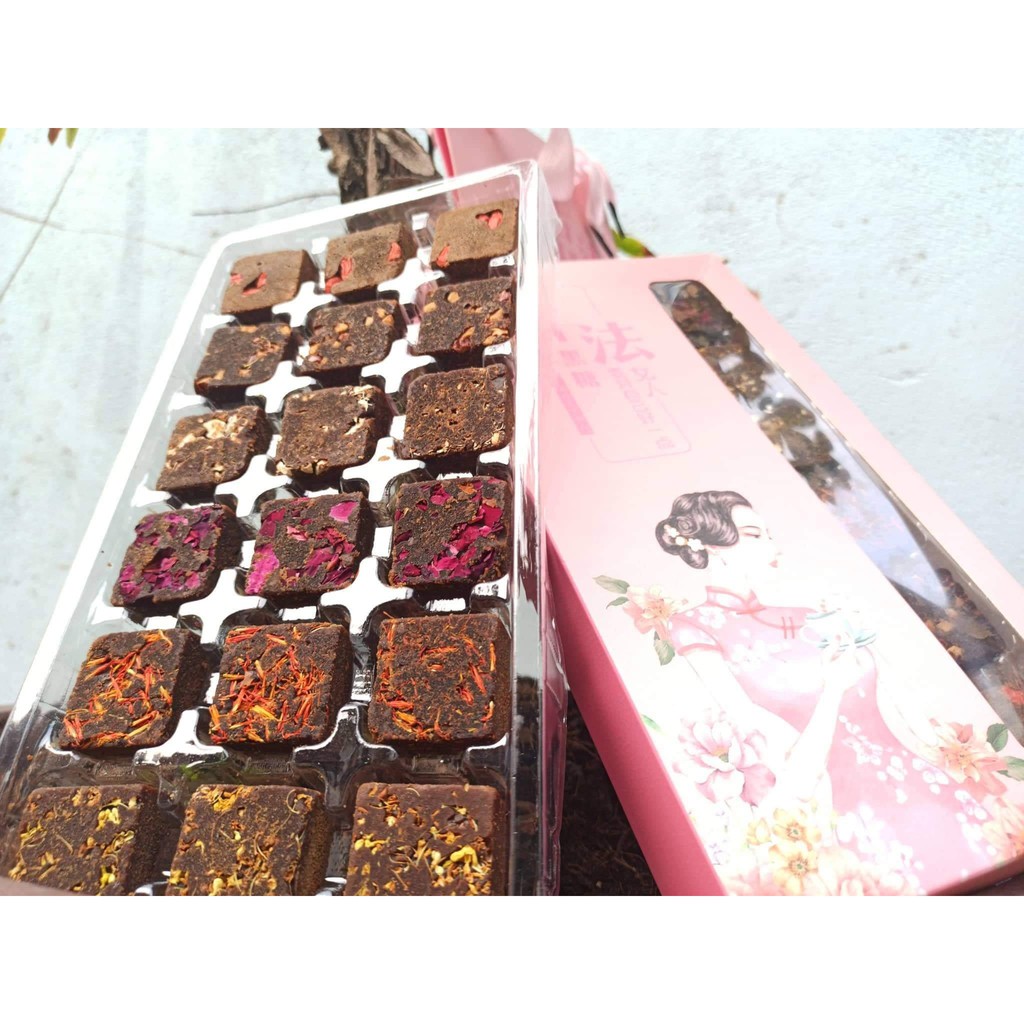 Hộp trà trà hoa đường nâu Vân Nam 18 viên