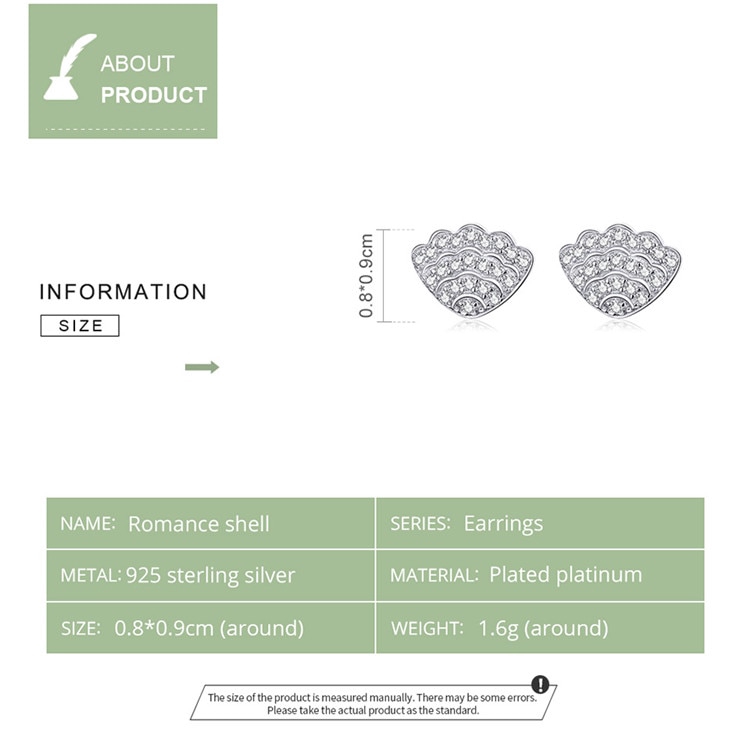 Bông Tai Bamoer Bse342 Bằng Bạc 925 Hình Vỏ Sò