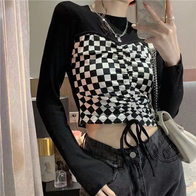 Two-piece t-shirt does not match, feels women's design, young people wear new autumn shirts, long and short sleeves, lower shirts.
