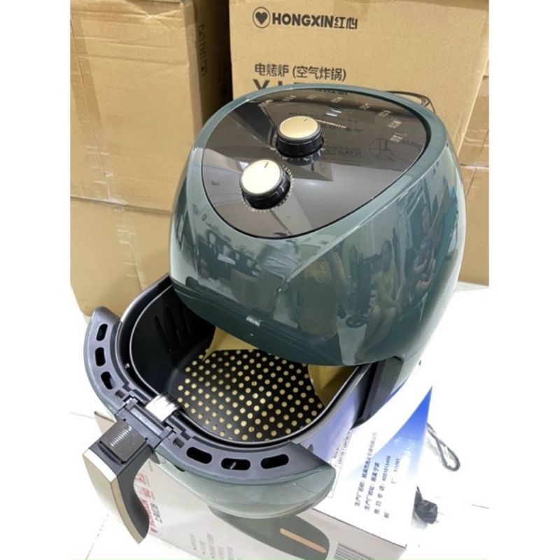 Nồi chiên không dầu Hongxin 8L dạng cơ màu xanh mẫu mới nhất