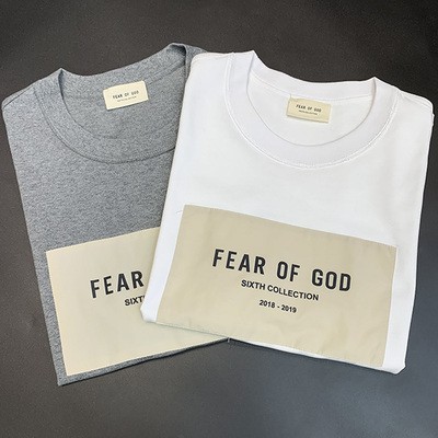 FEAR OF GOD FOG Sixth season chest letter patch Tide brand loose couple short-sleeved T-shirt