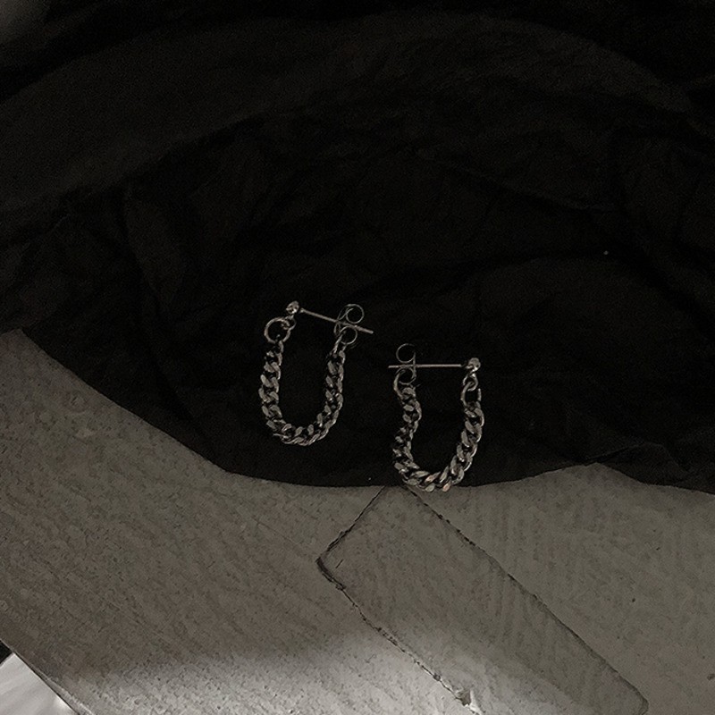 Khuyên tai 23147 dạng mắt xích đơn giản phong cách đường phố cổ điển sành điệu cho nam nữ