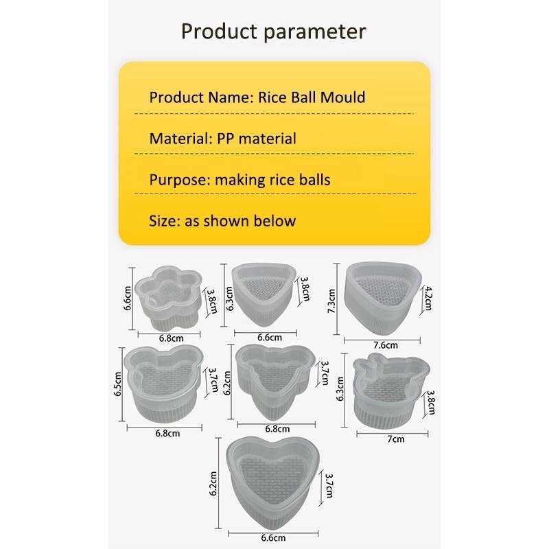 Set 6 khuôn nén cơm hình ngộ nghĩnh kèm thìa tặng