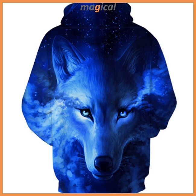 Áo hoodie in hình sói xanh 3D cho nam nữ