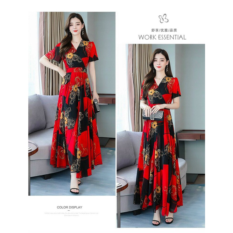 Váy Maxi Dáng Dài Đi Biển – Váy Đầm Bigsize Hoa Nhí Vai Bẹt Voan Lụa Cao Cấp 2 Lớp Sang Trọng