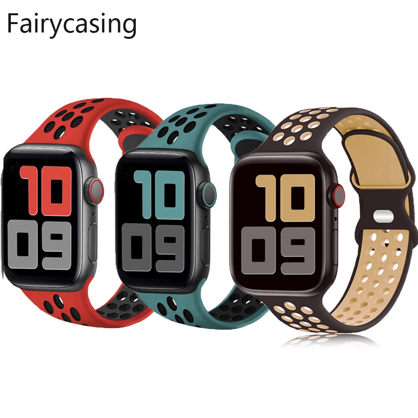 Dây Đeo Đồng Hồ Bằng Silicone Hai Màu Kích Thước 49mm 45mm 41mm 44mm 40mm 38mm 42mm ultra 8 7 6 SE 5 4 3 2 1