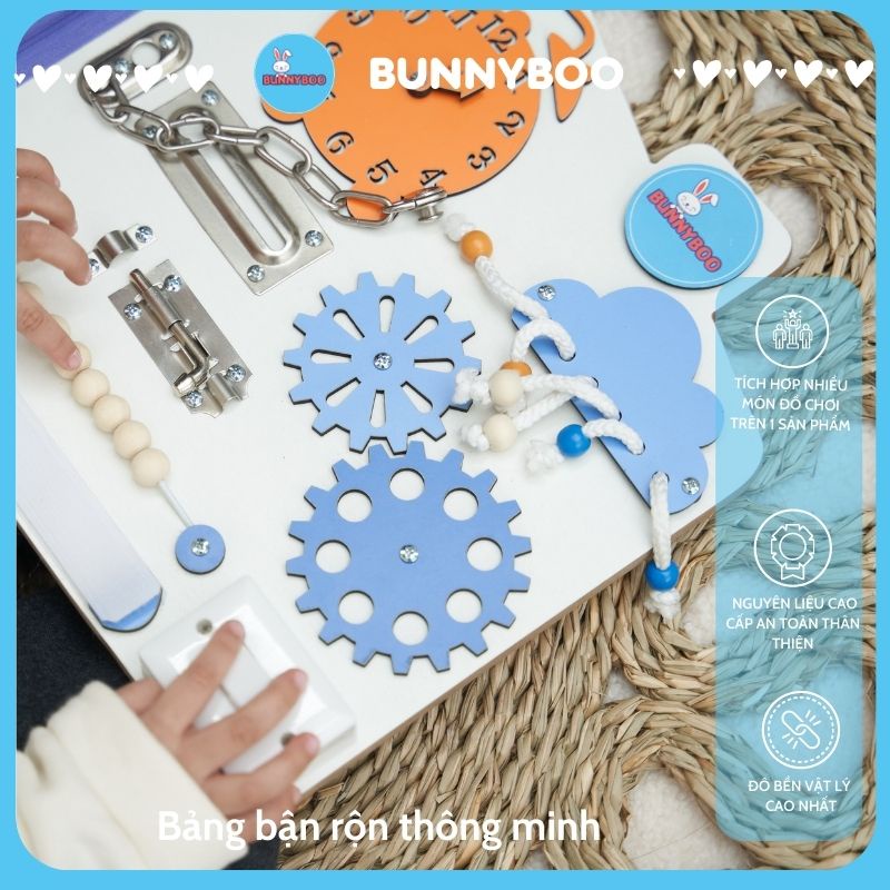 Bảng Bận Rộn Busy Board Đồ Chơi giáo Dục Ngôi Nhà Nhỏ BUNNYBOO Thông Minh giúp Bé giải Trí Phát Triền Kĩ Năng Tư Duy