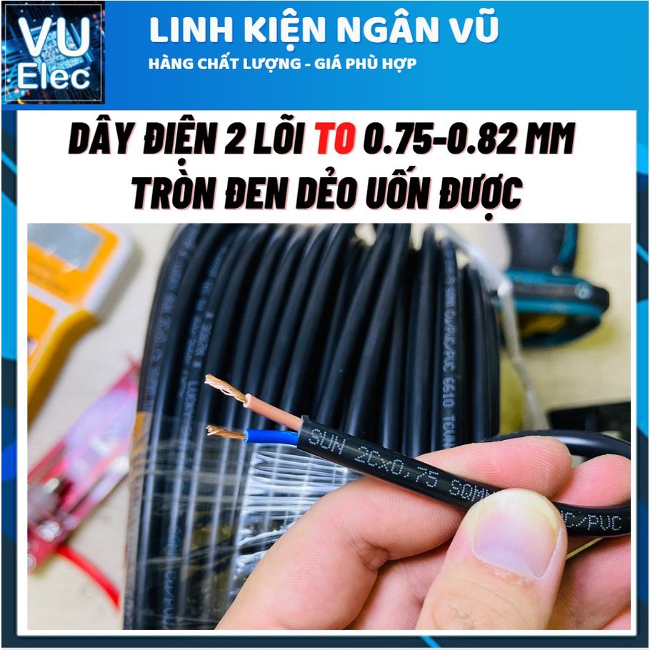 Dây điện 2-3 lõi 0.75MM đen dẻo