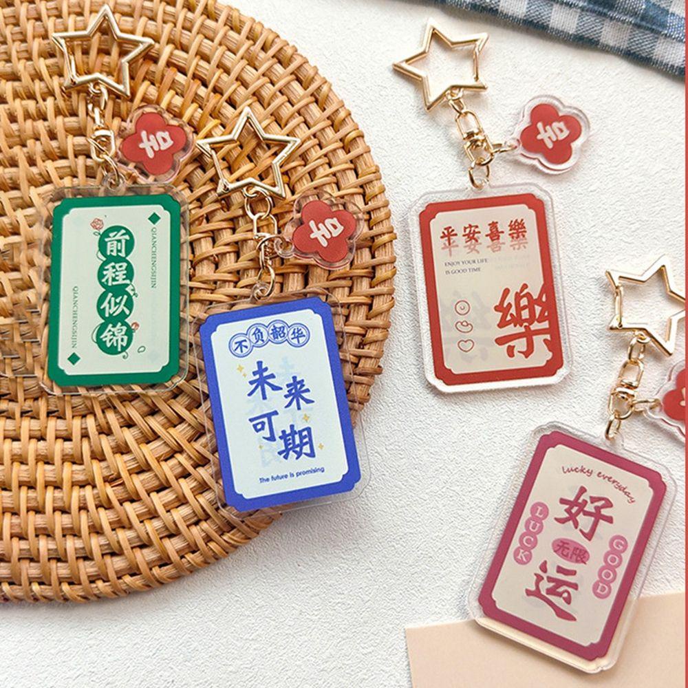 Rebuy1 Móc Chìa Khóa Acrylic Hình Nhân Vật Trung Hoa Màu Đỏ Dễ Thương Cá Tính Dành Cho Bạn Nữ