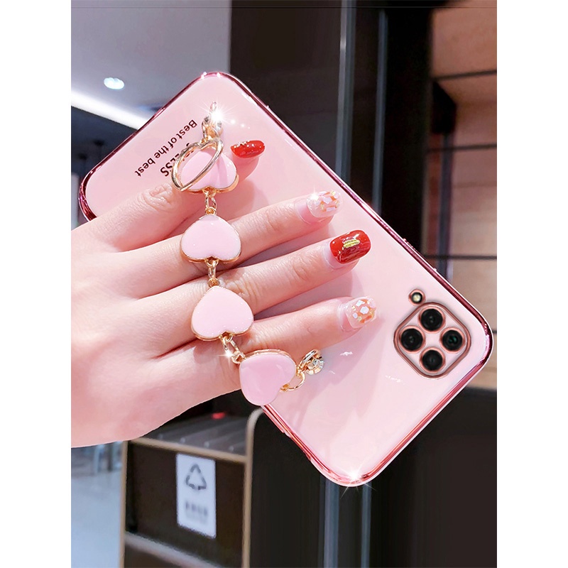 Ốp Điện Thoại Kết Cấu Sang Trọng Có Vòng Tay Trái Tim Cho samsung A12 A11 A10S A21 A02S A10 A20 A30 4g A02 A21S A20S