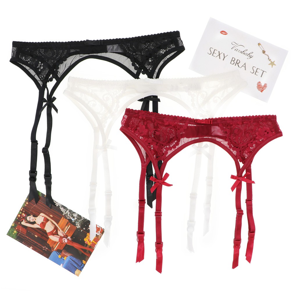 Set quần lót và nịt bít tất VARSBABY N019 chất liệu ren gợi cảm thời trang dành cho nữ