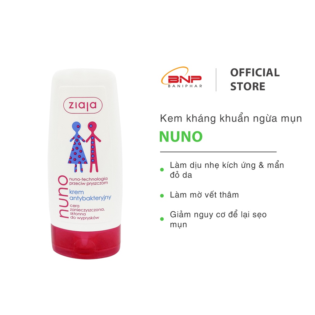 Kem dưỡng ẩm ngừa mụn trắng da Ziaja Nuno cho da dầu, không gây kích ứng 60ml