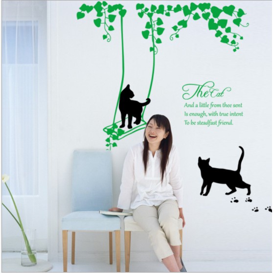 Decal trang trí tường mèo đen TheCat