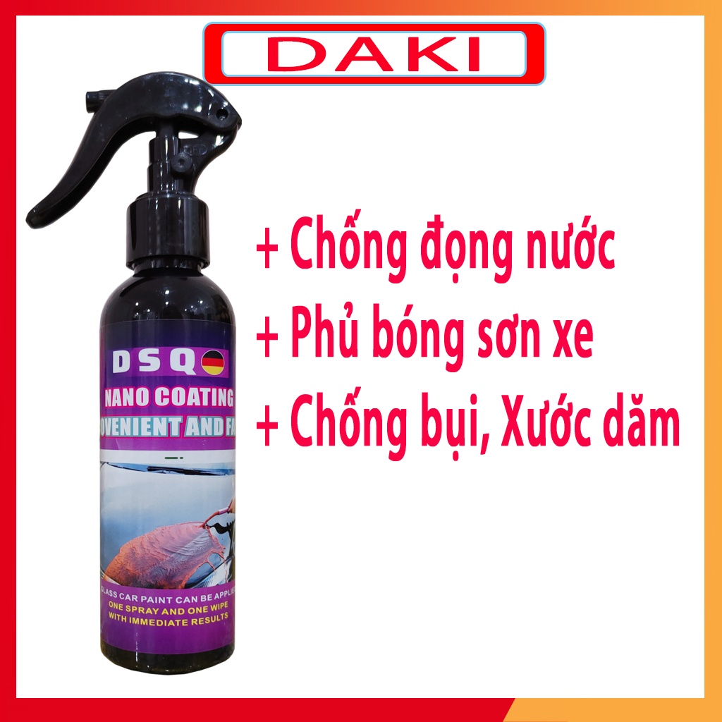 Chai xịt phủ nano ô tô chống nước kính , phủ bóng bề mặt sơn DIY Nano Coating 200 ml công nghệ Mỹ hàng nhập khẩu