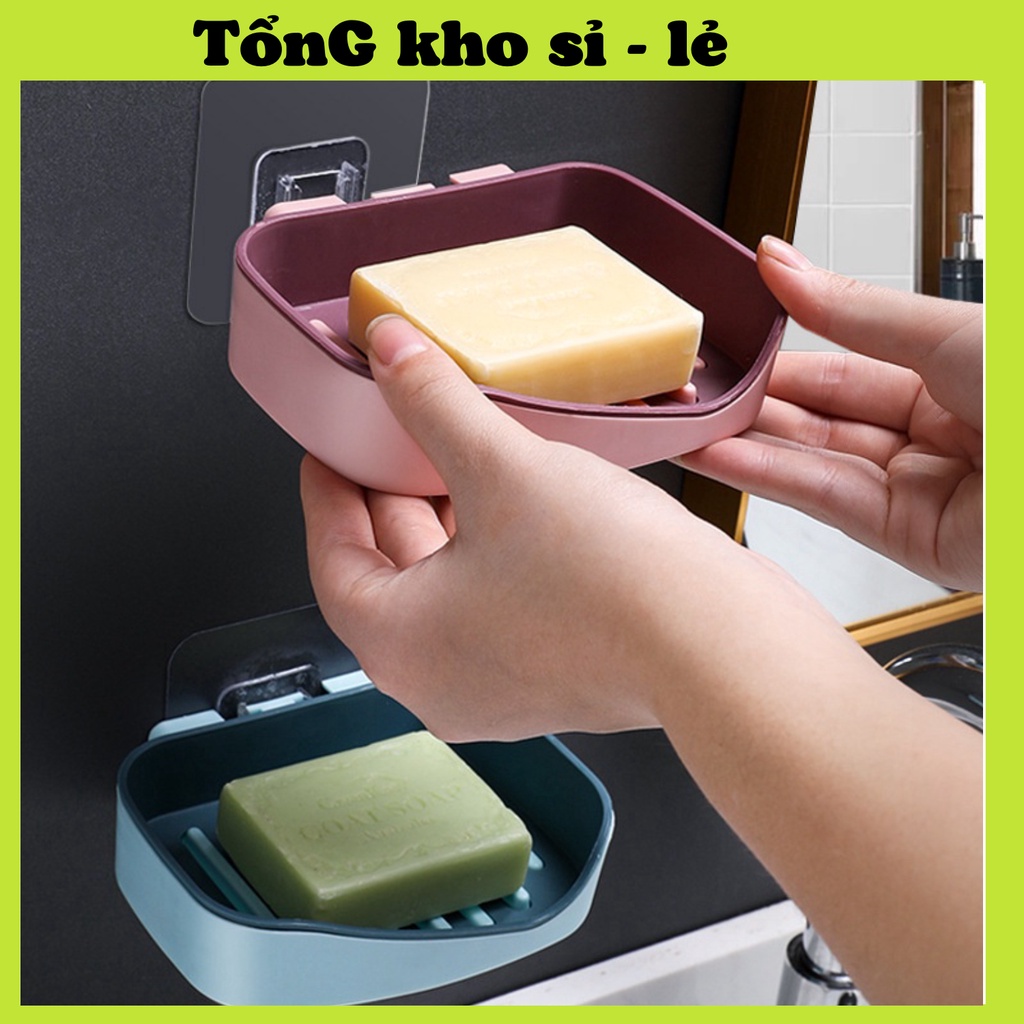 ❌HÀNG MỚI VỀ❌ Khay Đựng Xà Bông 2 Lớp Dán Tường Có Dãnh Thoát Nước 88293