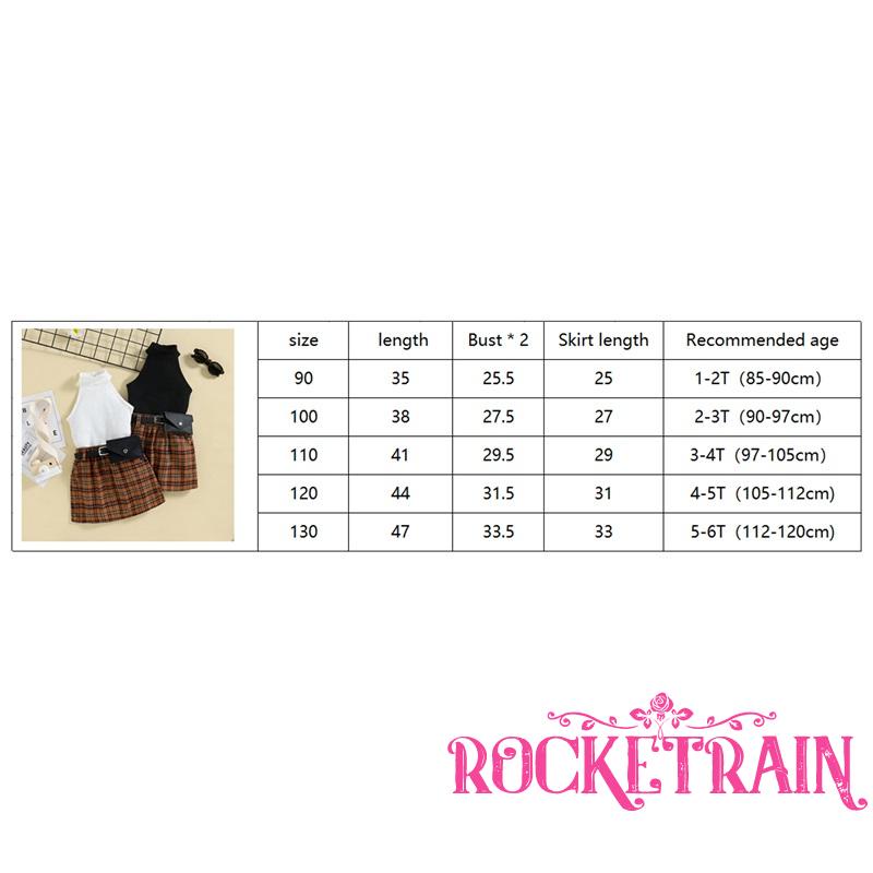 ♧Uw♔Bộ Áo Tank Top Hai Dây + Chân Váy Sọc Caro Thời Trang Mùa Hè Cho Bé Gái