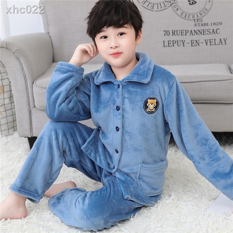 □△☏Bộ Đồ Ngủ Chất Nỉ Dày Dặn Cỡ Lớn / Vừa / Nhỏ Thời Trang Xuân Thu Xinh Xắn Cho Bé