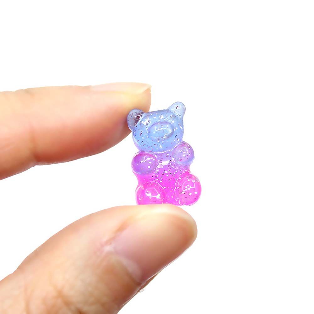 Charm Gấu kẹo dẻo màu ombre nhũ kim tuyến không khoen/ Gummy Bear/ Gấu gummy màu ombre