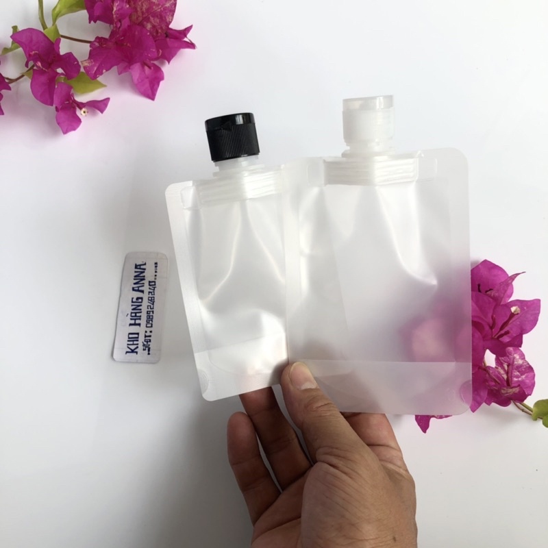 Sét 10 TÚI CHIẾT MỸ PHẨM 100ml / 50ml/ 30ml nắp bật, nắp nhôm, nhấn , xịt sương , xịt giọt - Túi nhựa trong suốt