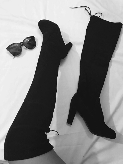 Bốt đùi cao gót, bốt đùi gót vuông 7cm