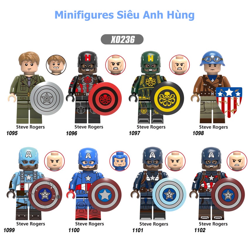 Minifigures siêu anh hùng X0236 đồ chơi lắp ráp xếp hình Lego nhân vật Hydra Revenge 2 Captain America giá rẻ