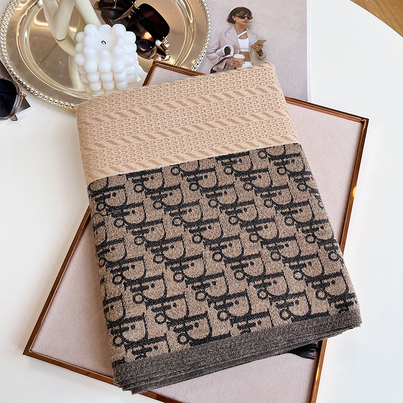 Khăn Choàng Cổ Cashmere Dày In Chữ Thời Trang Bốn Mùa Mới Cho Nữ