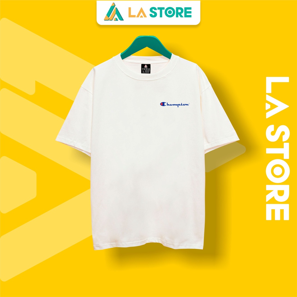 Áo Thun Unisex Cotton Champion Logo Nhỏ Form Rộng Tay Lỡ Nam Nữ Có Big Size | LẠ STORE