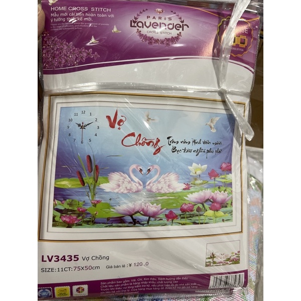 tranh thêu chữ thập đồng hồ lv3435 (75x50)