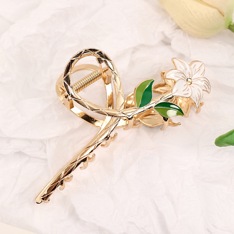 Kẹp Tóc Kim Loại Hình Hoa lily Màu Vàng Thời Trang Cho Nữ