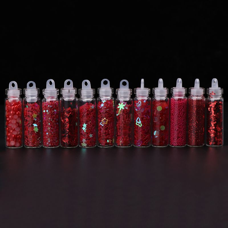 [Hàng mới về] Set 12 Lọ Kim Tuyến Trang Trí Móng Tay / Điện Thoại / Móng Tay Đa Năng