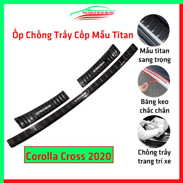 Ốp chống trầy cốp Corolla Cross 2020 Vân Titan