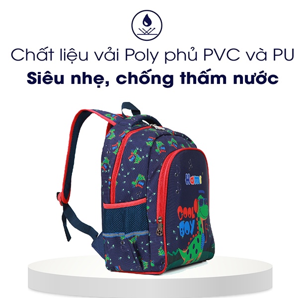 Balo học sinh chống gù Hami 1508 Khủng long, balo đi học cấp 1 cho bé trai siêu nhẹ, chống thấm nước
