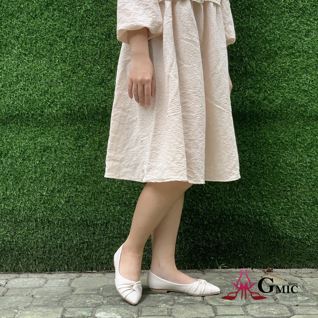 [ BIG SIZE ] Giày Búp Bê Nữ Mới Mủi Nhọn From Chuẩn Êm Chân| Giày Bệt Nữ Nơ Xoắn Siêu Xinh NBB002 | BigBuy360 - bigbuy360.vn
