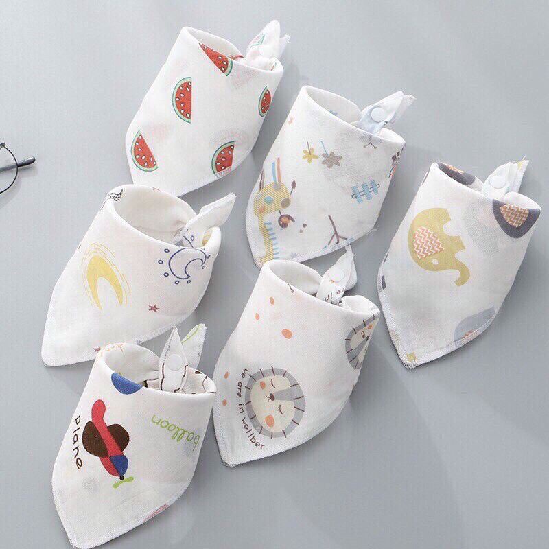 yếm ăn dặm cho bé, yếm tam giác cúc bấm in nhiều hình ngộ nghĩnh đang yêu - MAMI.ITIT