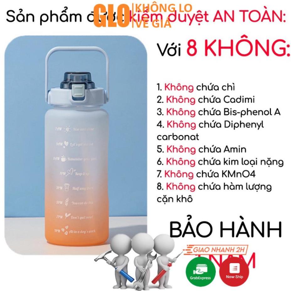 Bình Nước 2 Lít Chia Vạch Dành Cho Người Tập Gym Người Lười Uống Nước