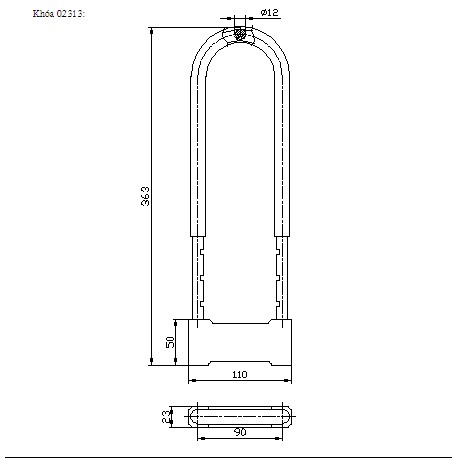 Khóa chữ U dài Việt Tiệp 36 cm Model 02313 Khóa cổng, khóa cửa kính thủy lực, xe máy, xe đạp