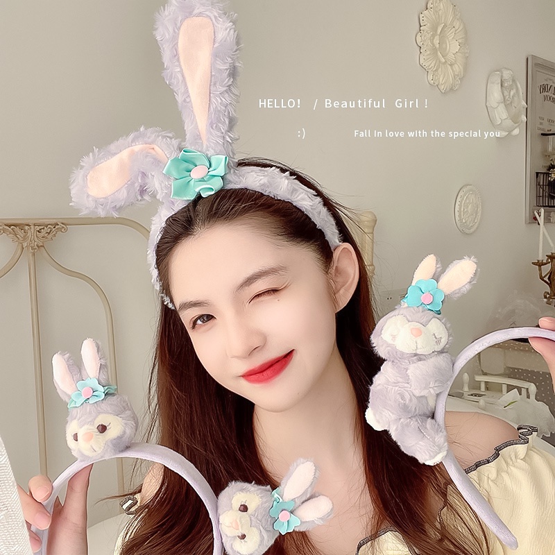 Băng Đô Tai Thỏ Màu Tím Phong Cách Hàn Quốc Cho Búp Bê