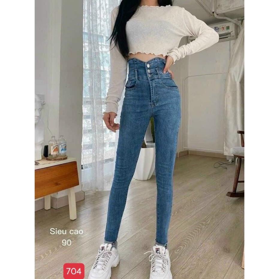 Quần Jeans Nữ BadShop ôm body vải jean cotton co dãn bigsize 26/27/28/29/30/31/32 NHIỀU NÚT LƯNG CAO 3 NÚT 5 NÚT ! ;
