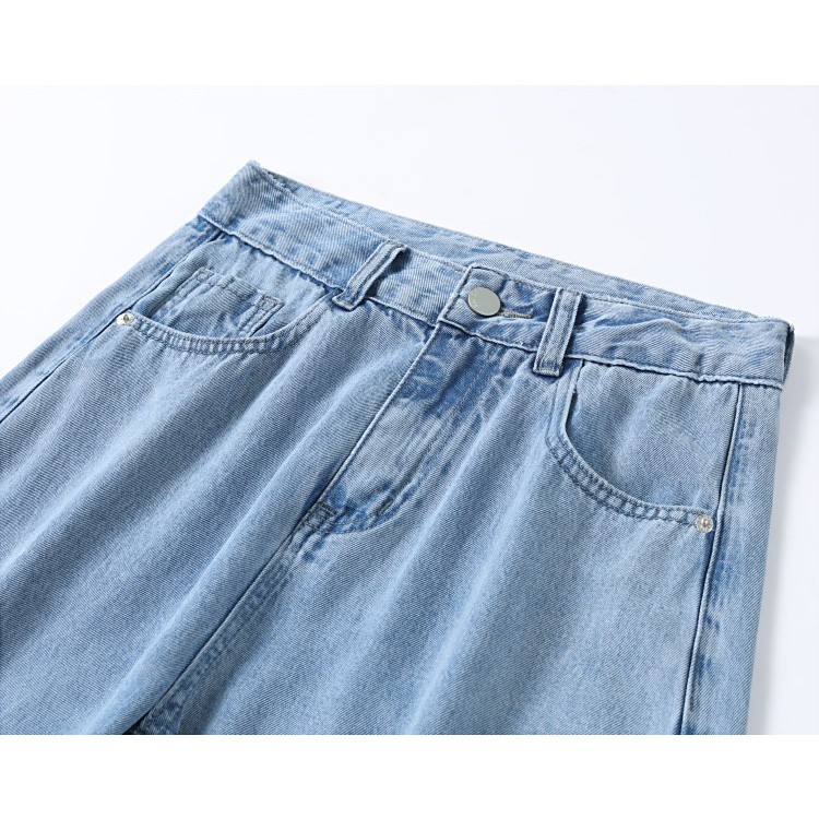 [ LÉP XÉP ] QUẦN JEAN ỐNG RỘNG NỮ LƯNG CAO XẺ LAI CUỐN MÀU XANH NHẠT CAO CẤP BABO ĐỦ SIZE S, M, L FORM DÀI RỘNG ĐẲNG CẤP