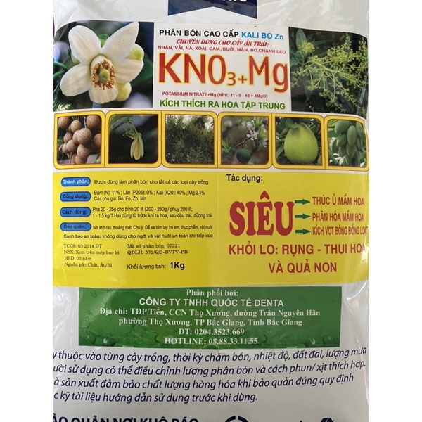 Phân bón KNO3 túi 1kg thúc ủ mầm hoa kích ra hoa ra bông đồng loạt