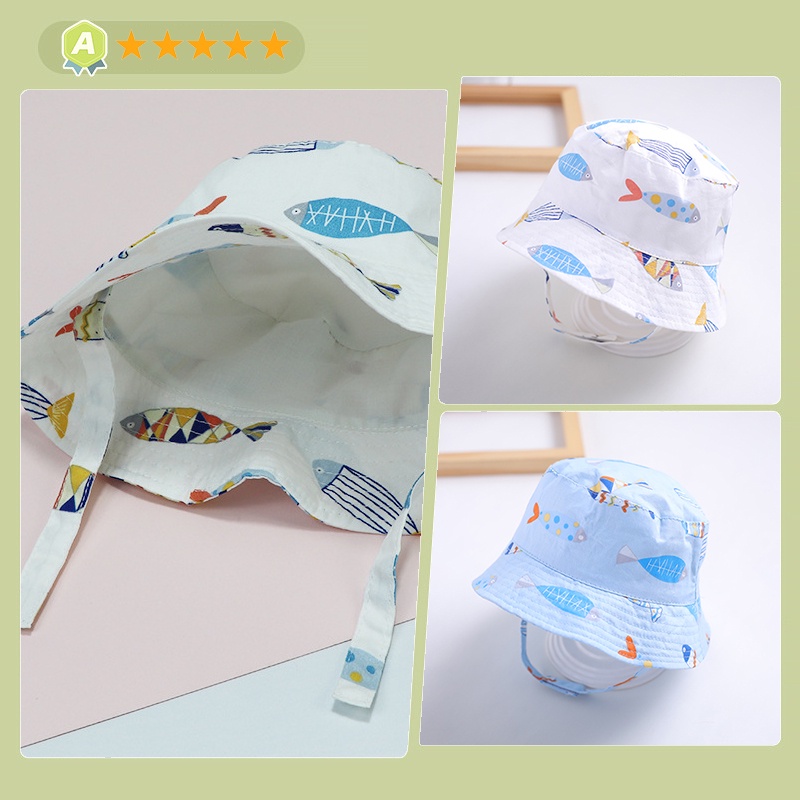 Nón rộng vành ngư dân hoạ tiết dễ thương bé trai, bé gái 0-4 tuổi PocoHome, mũ chống nắng COTTON mềm mát phong cách HOT