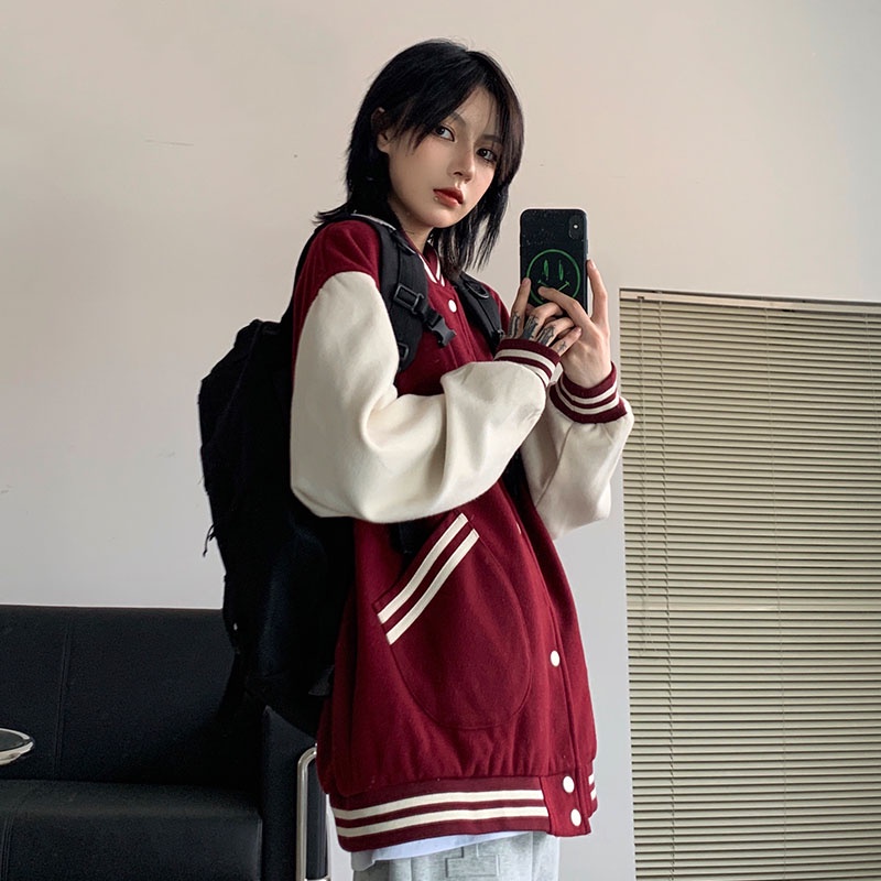 Áo khoác Varsity Nelly Basic phối kẻ sọc áo bomber