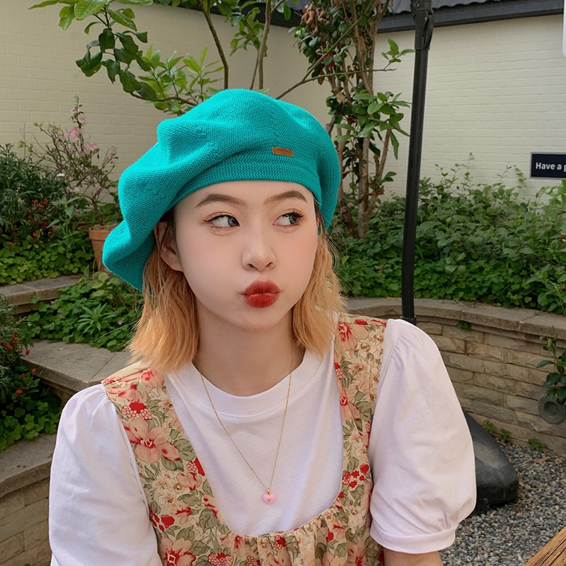 Nón Beret Da Dệt Kim Mỏng Thoáng Khí Phong Cách Nhật Bản Thời Trang Mùa Hè Cho Nữ